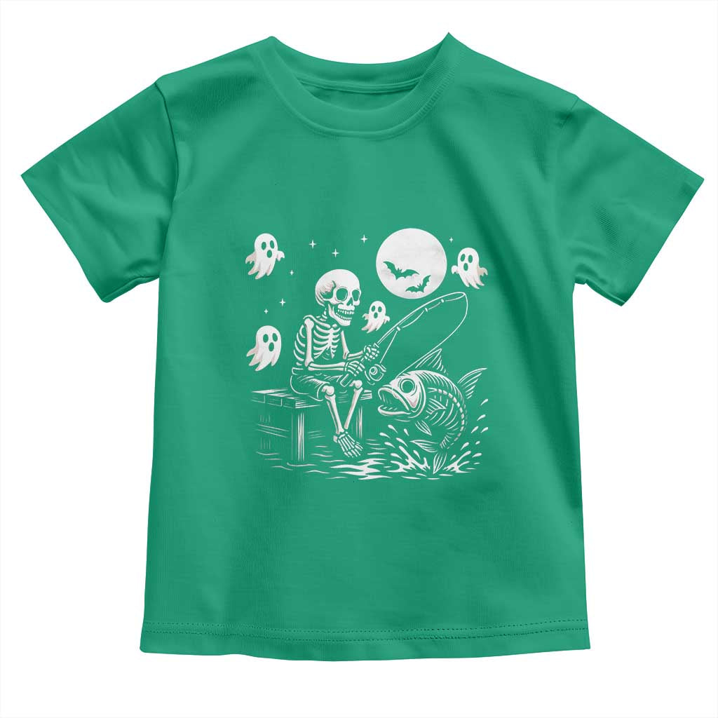 Halloween Skeleton Fishing Toddler T Shirt Funny Fisherman Gift - Wonder Print Shop