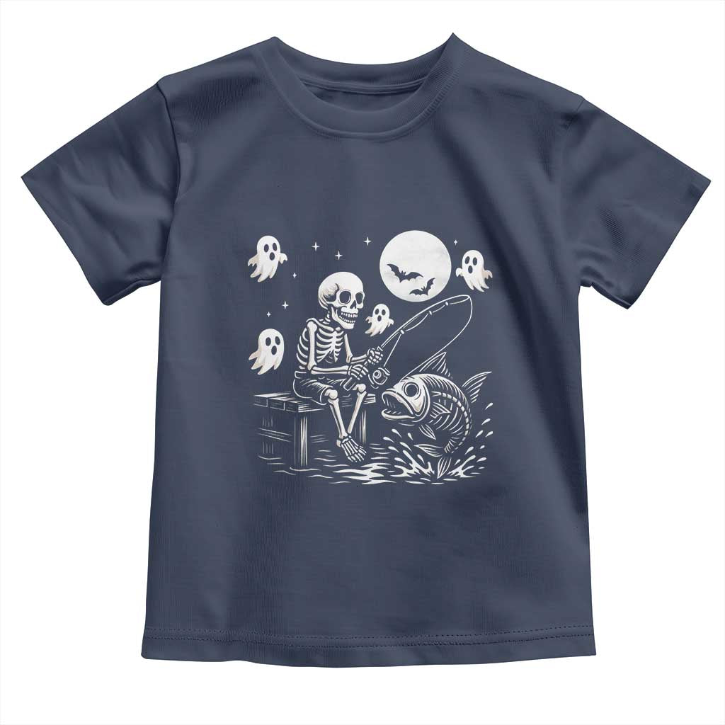 Halloween Skeleton Fishing Toddler T Shirt Funny Fisherman Gift - Wonder Print Shop