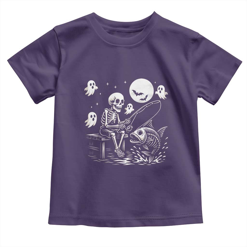 Halloween Skeleton Fishing Toddler T Shirt Funny Fisherman Gift - Wonder Print Shop