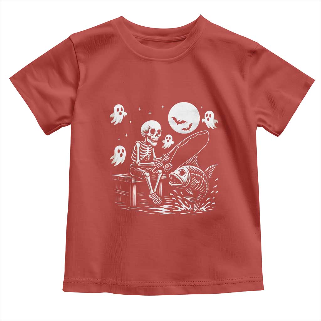 Halloween Skeleton Fishing Toddler T Shirt Funny Fisherman Gift - Wonder Print Shop