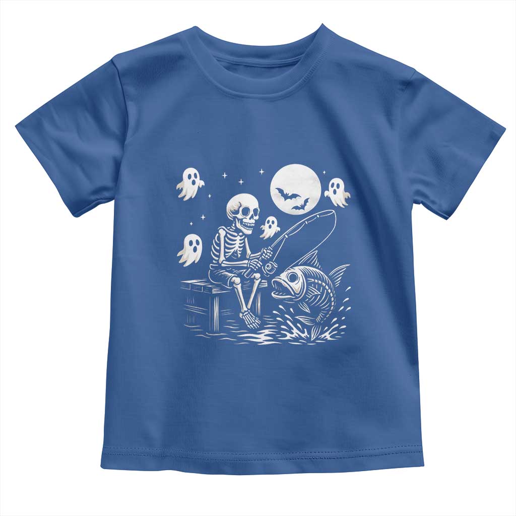 Halloween Skeleton Fishing Toddler T Shirt Funny Fisherman Gift - Wonder Print Shop