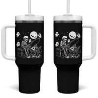 Halloween Skeleton Fishing Tumbler With Handle Funny Fisherman Gift