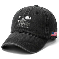 Halloween Skeleton Fishing Washed Cotton Baseball Cap Funny Fisherman Gift