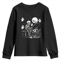 Halloween Skeleton Fishing Youth Sweatshirt Funny Fisherman Gift - Wonder Print Shop