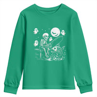 Halloween Skeleton Fishing Youth Sweatshirt Funny Fisherman Gift - Wonder Print Shop