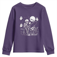 Halloween Skeleton Fishing Youth Sweatshirt Funny Fisherman Gift - Wonder Print Shop