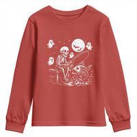 Halloween Skeleton Fishing Youth Sweatshirt Funny Fisherman Gift - Wonder Print Shop