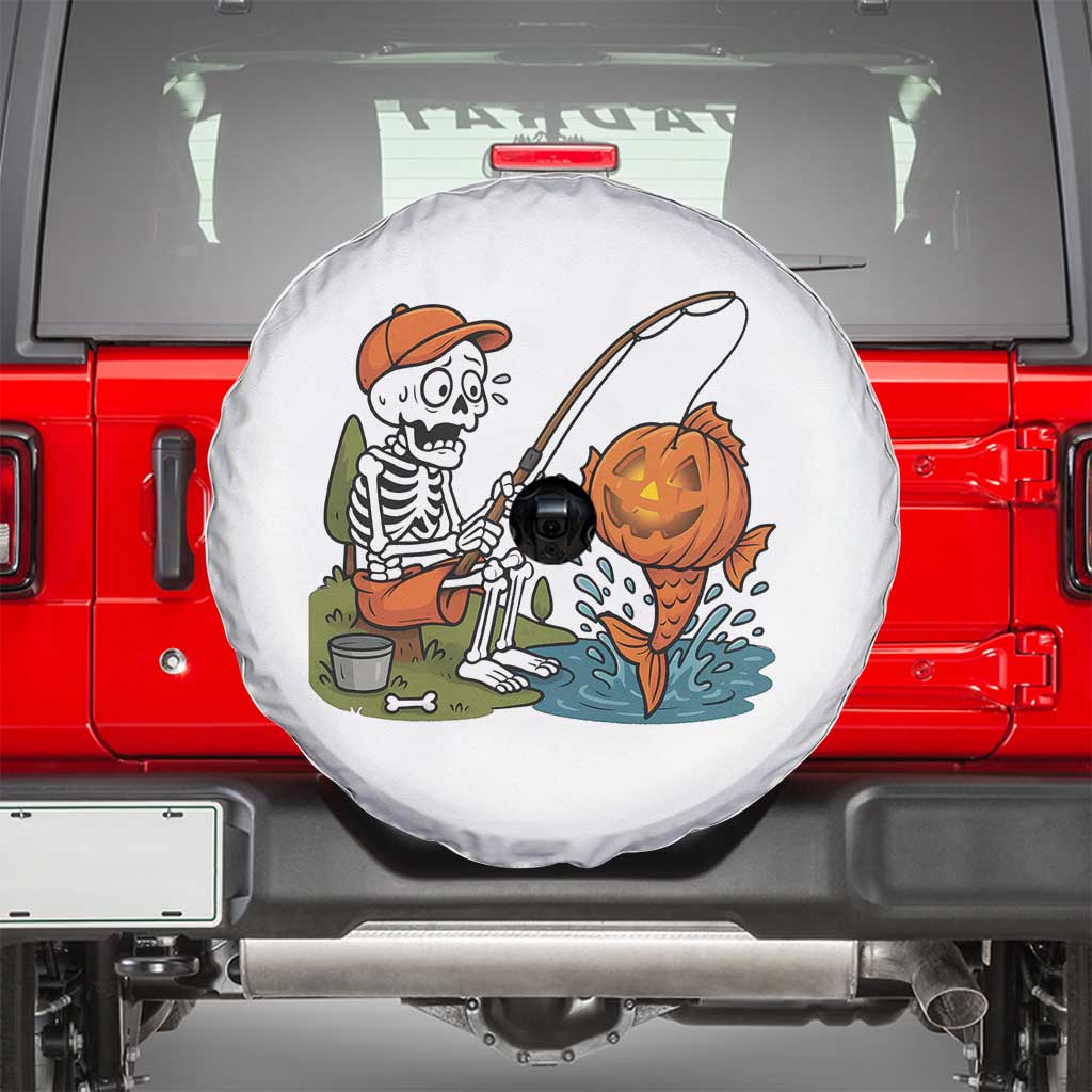 Halloween Fishing Lover Spare Tire Cover Skeleton Humor Gift - Wonder Print Shop