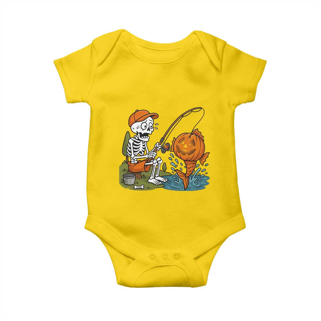 Halloween Fishing Lover Baby Onesie Skeleton Humor Gift - Wonder Print Shop