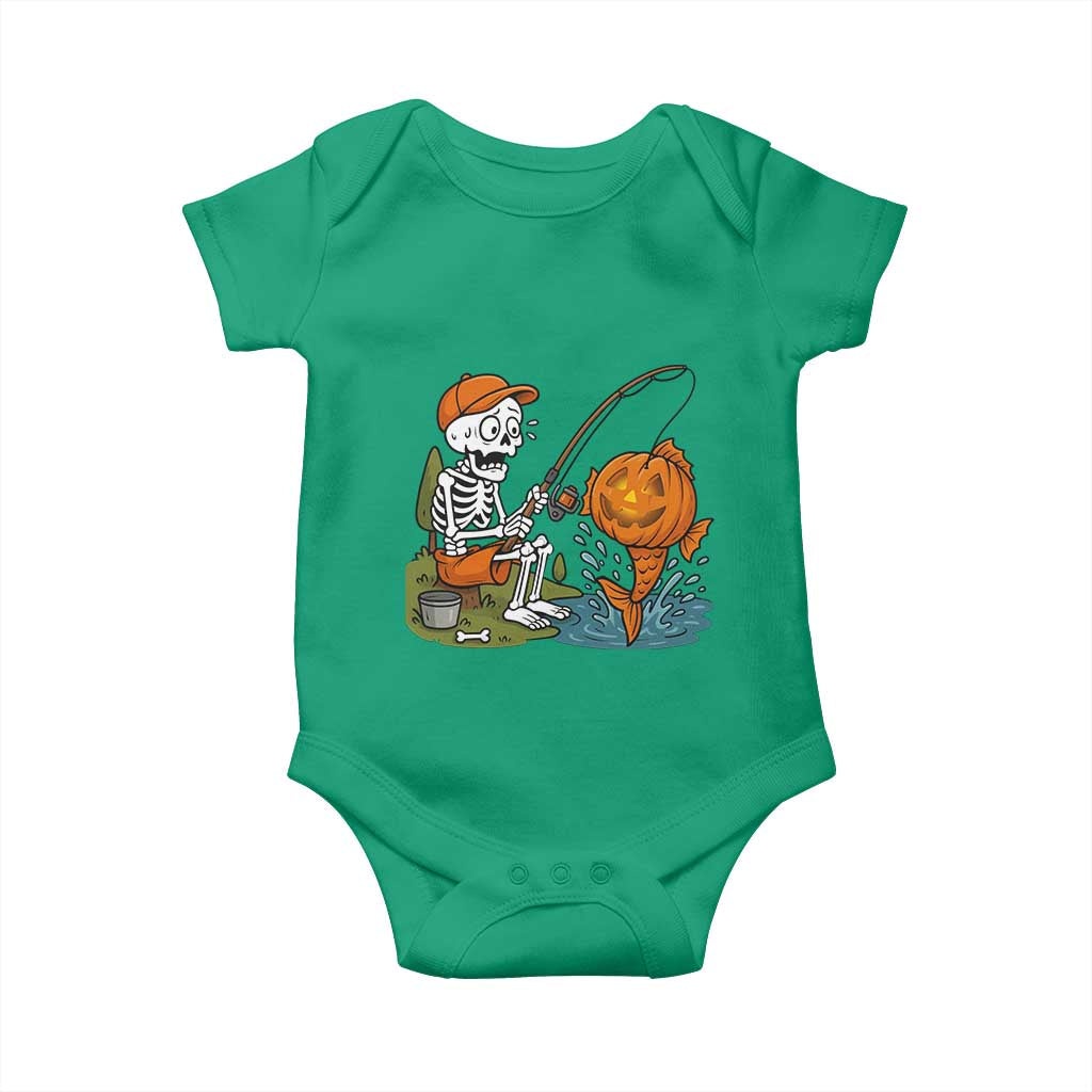 Halloween Fishing Lover Baby Onesie Skeleton Humor Gift - Wonder Print Shop