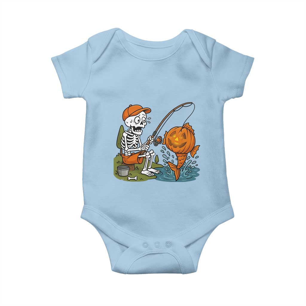 Halloween Fishing Lover Baby Onesie Skeleton Humor Gift - Wonder Print Shop