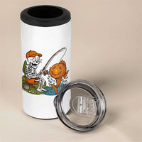 Halloween Fishing Lover 4 in 1 Can Cooler Tumbler Skeleton Humor Gift