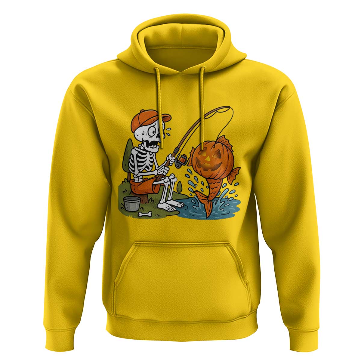 Halloween Fishing Lover Hoodie Skeleton Humor Gift - Wonder Print Shop