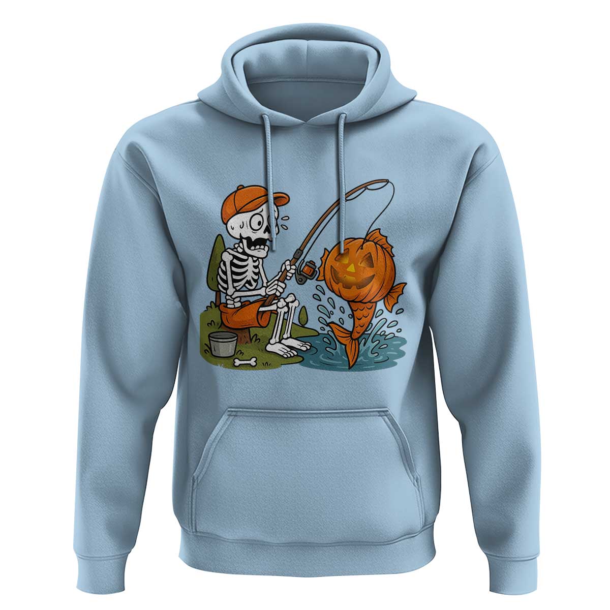 Halloween Fishing Lover Hoodie Skeleton Humor Gift - Wonder Print Shop