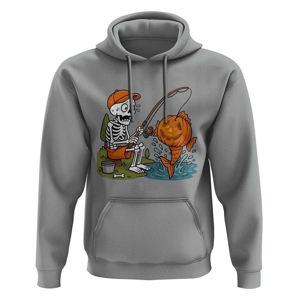 Halloween Fishing Lover Hoodie Skeleton Humor Gift - Wonder Print Shop