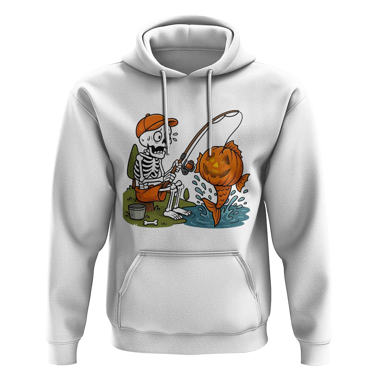Halloween Fishing Lover Hoodie Skeleton Humor Gift - Wonder Print Shop