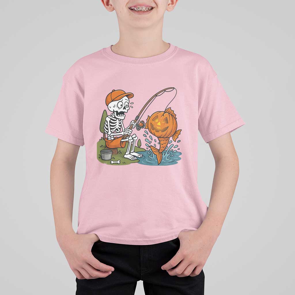 Halloween Fishing Lover T Shirt For Kid Skeleton Humor Gift - Wonder Print Shop