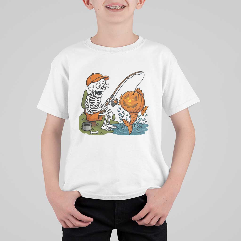 Halloween Fishing Lover T Shirt For Kid Skeleton Humor Gift - Wonder Print Shop