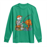 Halloween Fishing Lover Long Sleeve Shirt Skeleton Humor Gift - Wonder Print Shop