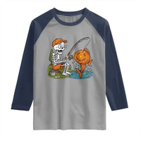 Halloween Fishing Lover Raglan Shirt Skeleton Humor Gift - Wonder Print Shop