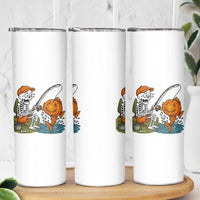 Halloween Fishing Lover Skinny Tumbler Skeleton Humor Gift