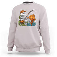 Halloween Fishing Lover Sweatshirt Skeleton Humor Gift - Wonder Print Shop