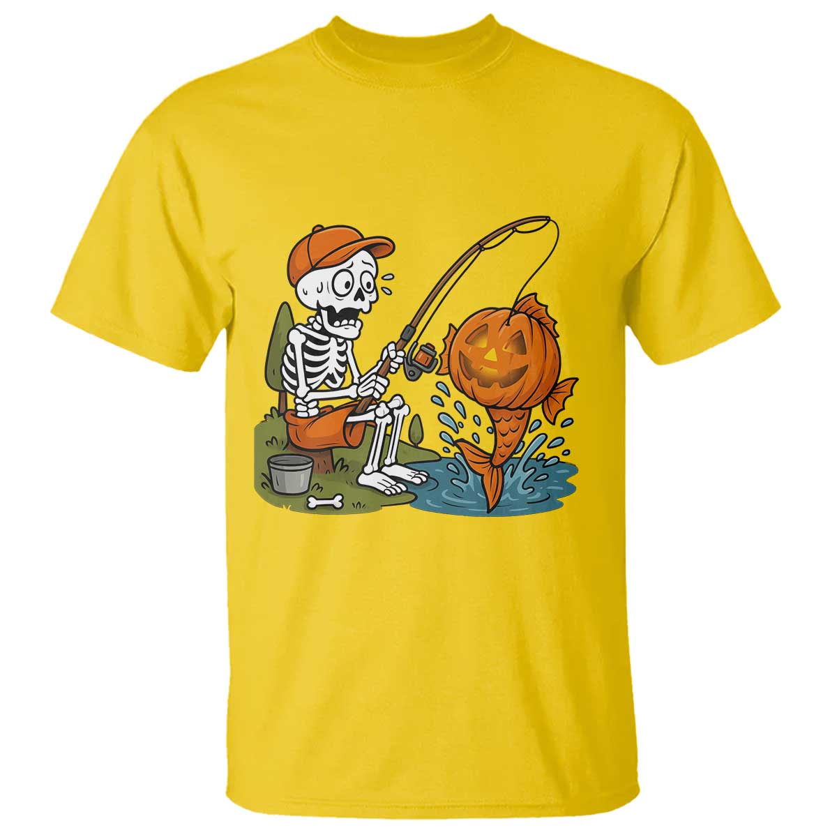Halloween Fishing Lover T Shirt Skeleton Humor Gift - Wonder Print Shop
