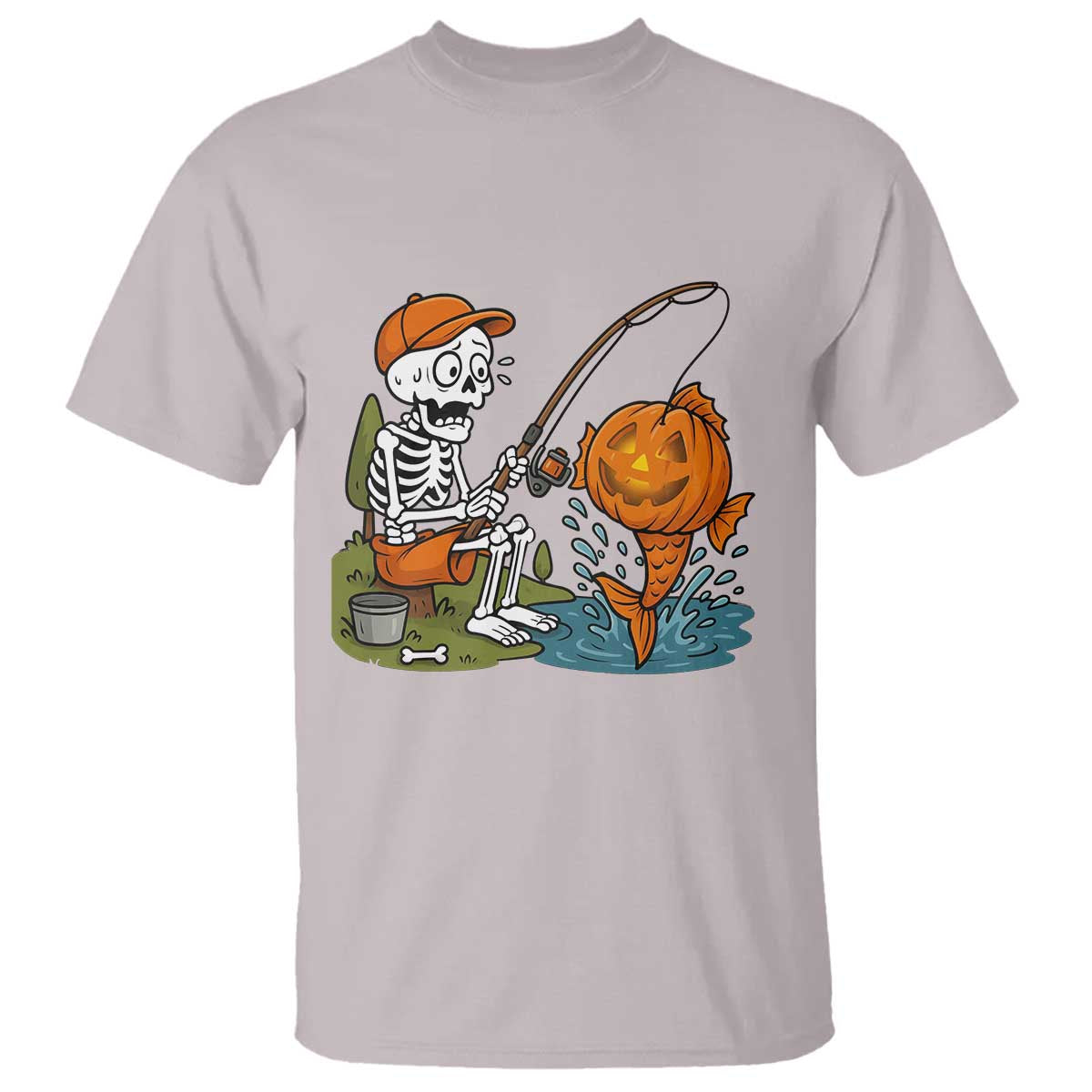 Halloween Fishing Lover T Shirt Skeleton Humor Gift - Wonder Print Shop