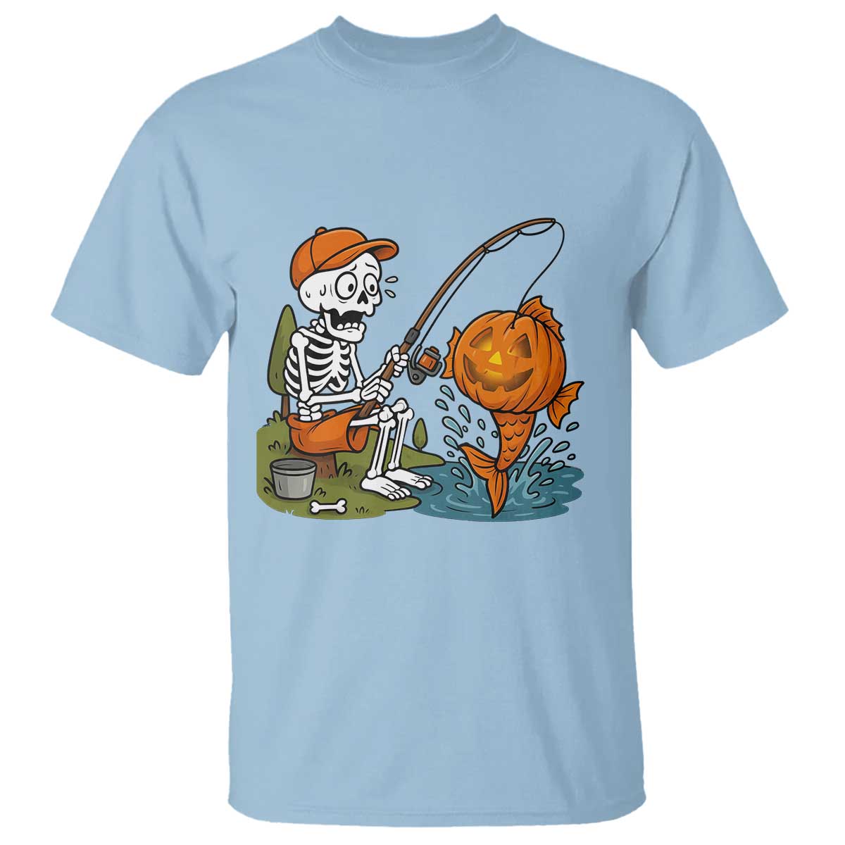Halloween Fishing Lover T Shirt Skeleton Humor Gift - Wonder Print Shop