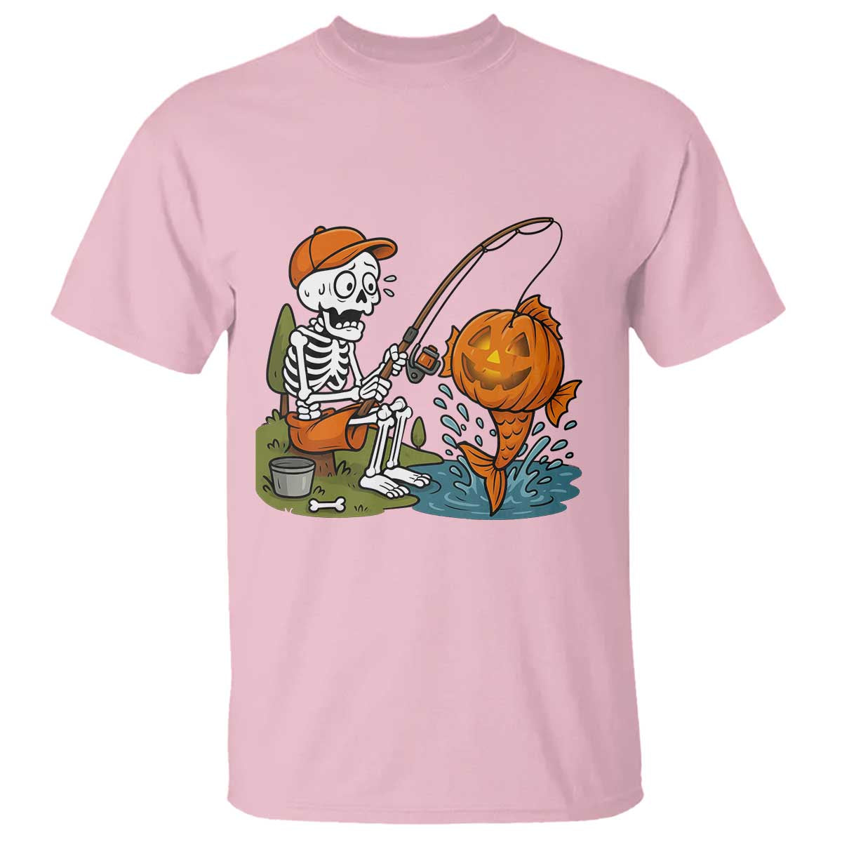 Halloween Fishing Lover T Shirt Skeleton Humor Gift - Wonder Print Shop