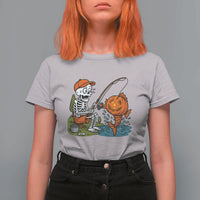 Halloween Fishing Lover T Shirt For Women Skeleton Humor Gift - Wonder Print Shop