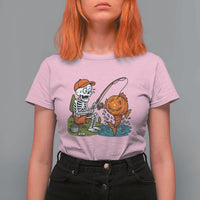 Halloween Fishing Lover T Shirt For Women Skeleton Humor Gift - Wonder Print Shop