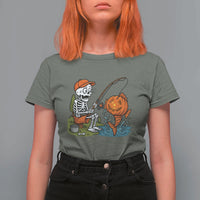 Halloween Fishing Lover T Shirt For Women Skeleton Humor Gift - Wonder Print Shop