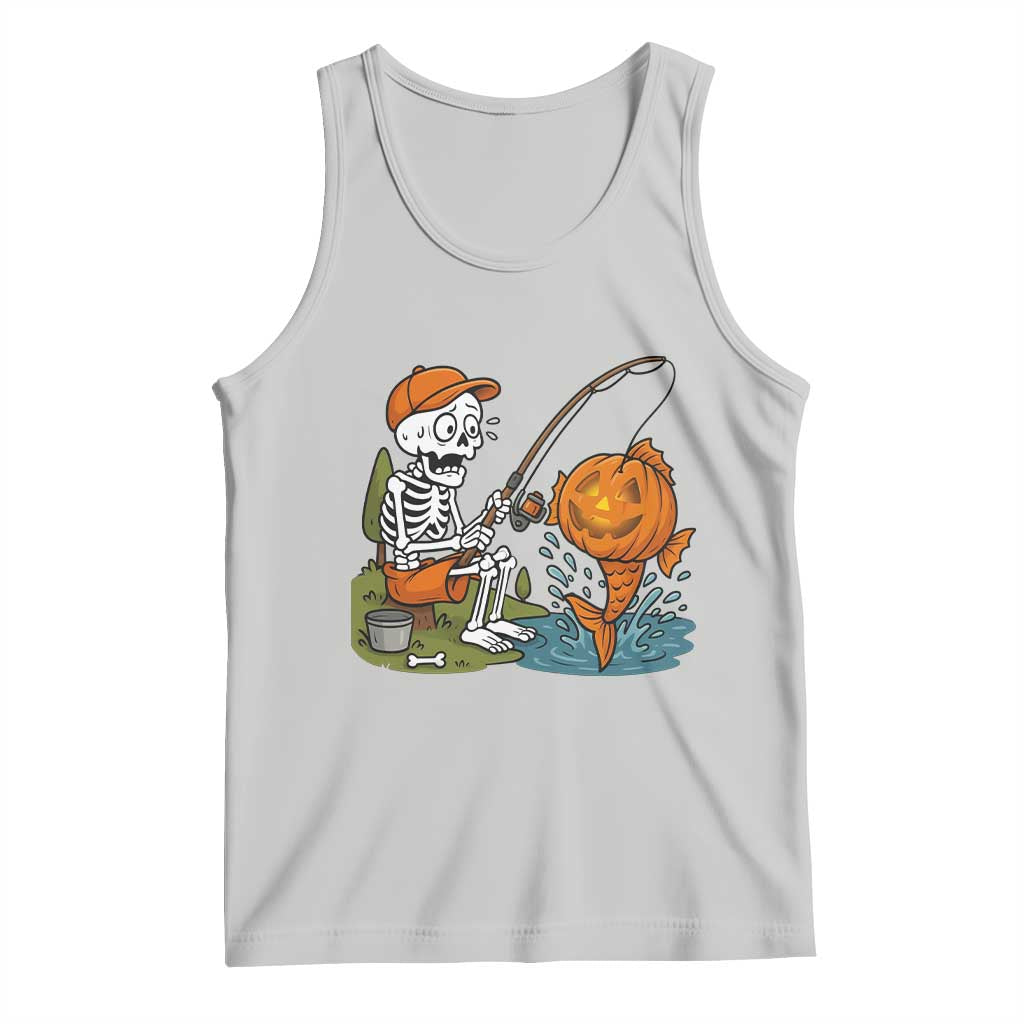 Halloween Fishing Lover Tank Top Skeleton Humor Gift - Wonder Print Shop