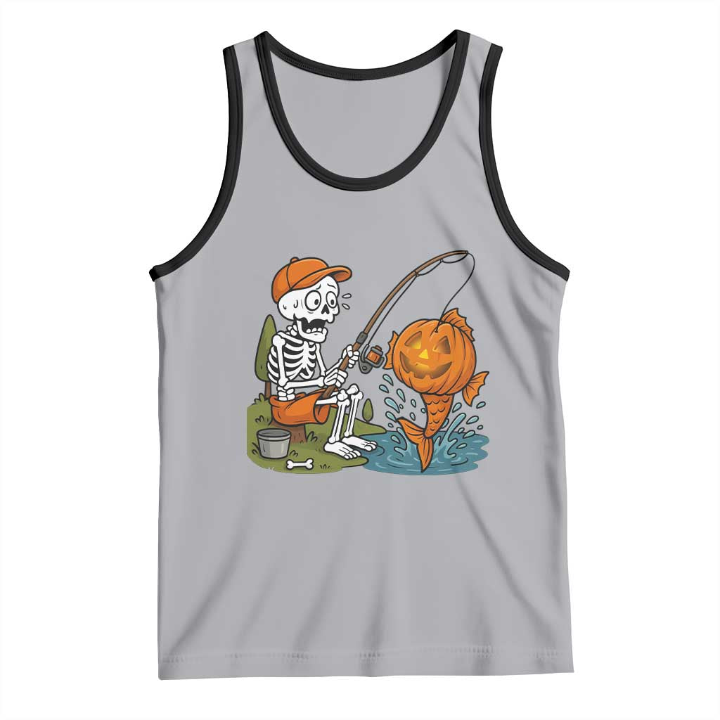 Halloween Fishing Lover Tank Top Skeleton Humor Gift - Wonder Print Shop