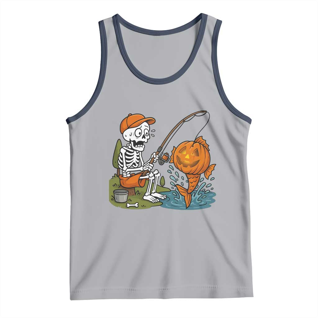 Halloween Fishing Lover Tank Top Skeleton Humor Gift - Wonder Print Shop