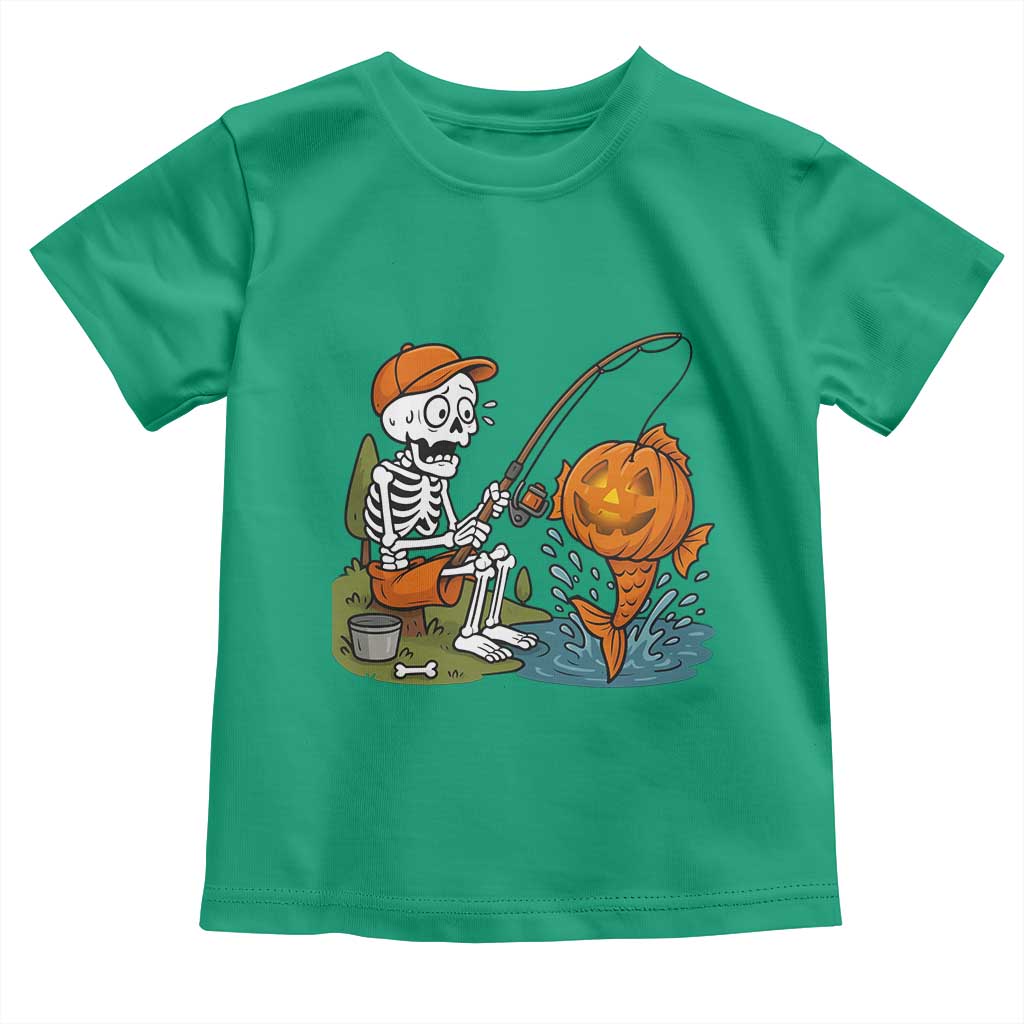 Halloween Fishing Lover Toddler T Shirt Skeleton Humor Gift - Wonder Print Shop