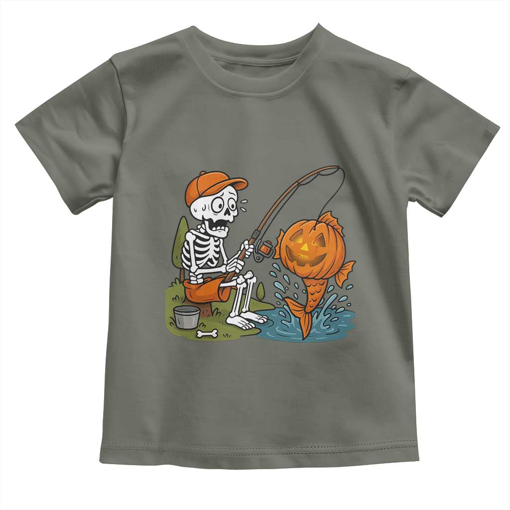 Halloween Fishing Lover Toddler T Shirt Skeleton Humor Gift - Wonder Print Shop