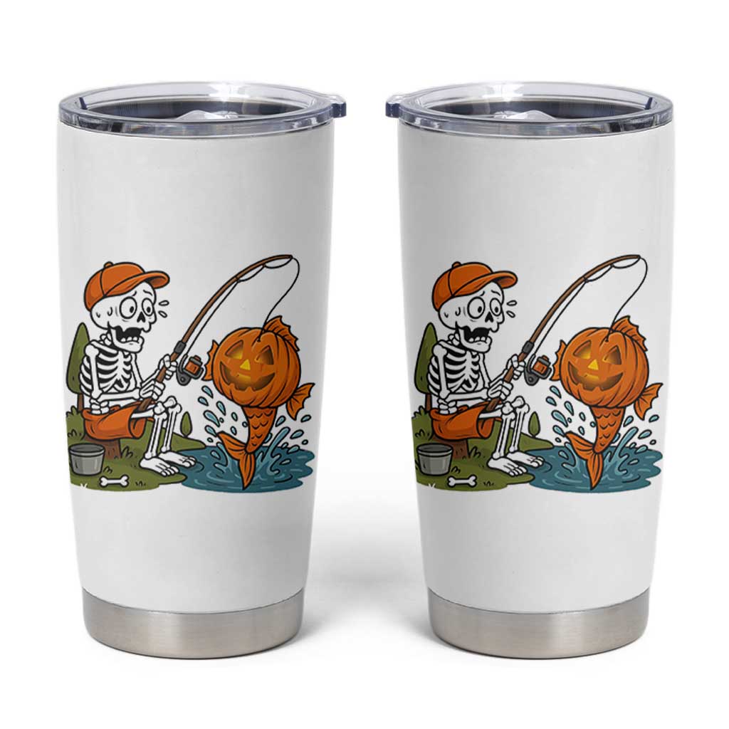 Halloween Fishing Lover Tumbler Cup Skeleton Humor Gift