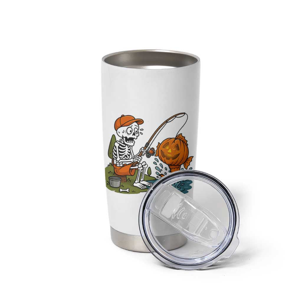 Halloween Fishing Lover Tumbler Cup Skeleton Humor Gift