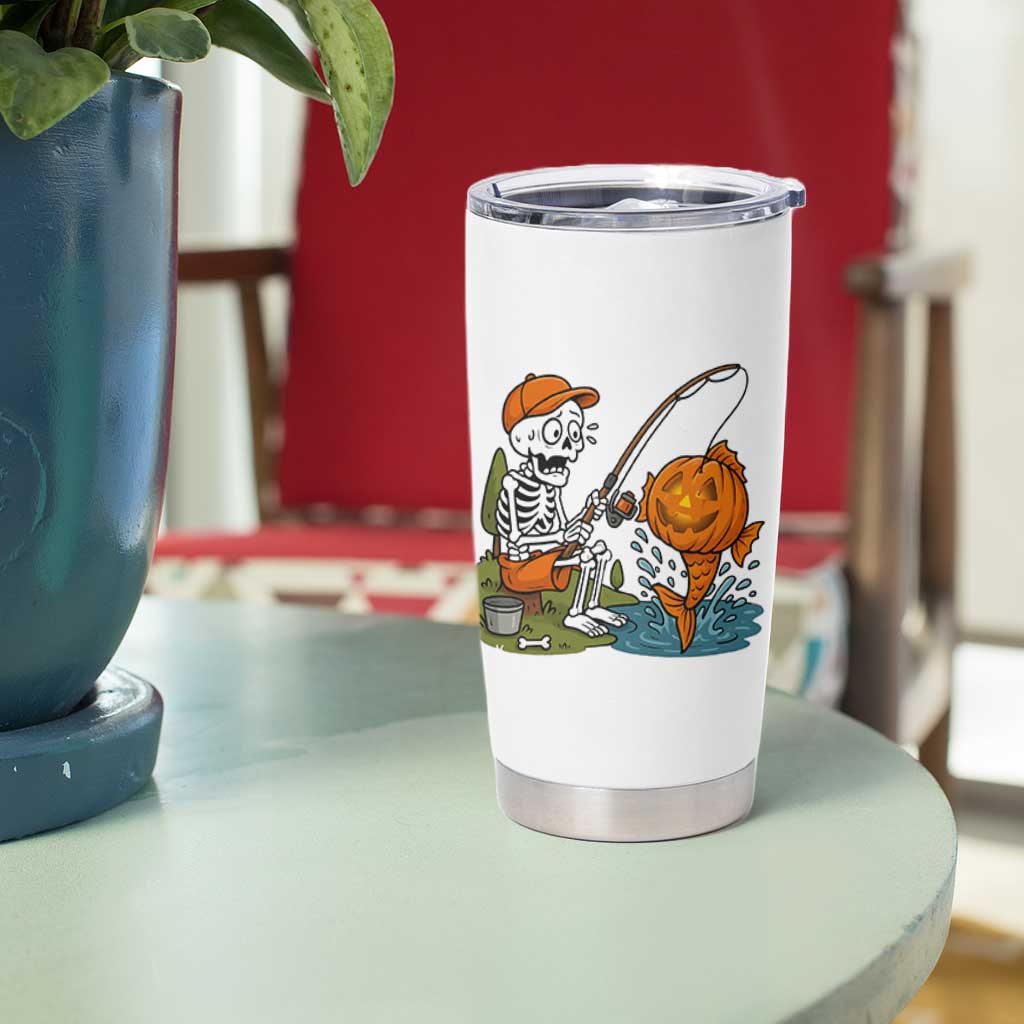 Halloween Fishing Lover Tumbler Cup Skeleton Humor Gift