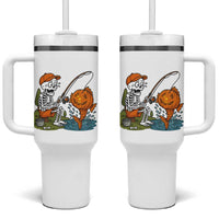 Halloween Fishing Lover Tumbler With Handle Skeleton Humor Gift