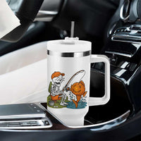 Halloween Fishing Lover Tumbler With Handle Skeleton Humor Gift