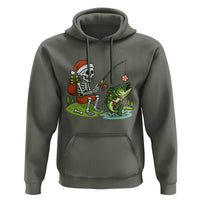 Christmas Skeleton Fishing Hoodie Funny Holiday Gift - Wonder Print Shop