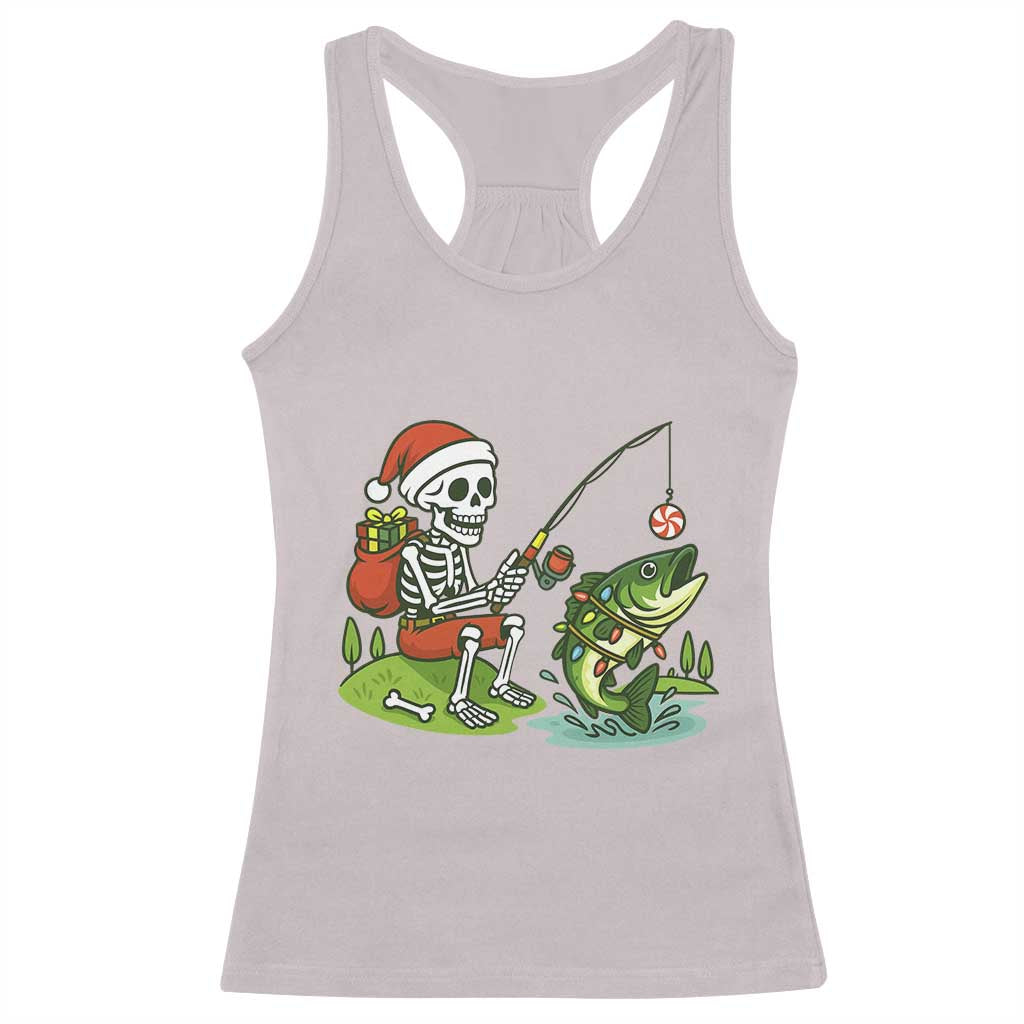 Christmas Skeleton Fishing Racerback Tank Top Funny Holiday Gift - Wonder Print Shop