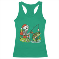 Christmas Skeleton Fishing Racerback Tank Top Funny Holiday Gift - Wonder Print Shop