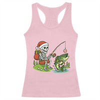 Christmas Skeleton Fishing Racerback Tank Top Funny Holiday Gift - Wonder Print Shop