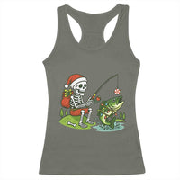 Christmas Skeleton Fishing Racerback Tank Top Funny Holiday Gift - Wonder Print Shop