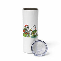 Christmas Skeleton Fishing Skinny Tumbler Funny Holiday Gift