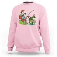 Christmas Skeleton Fishing Sweatshirt Funny Holiday Gift - Wonder Print Shop